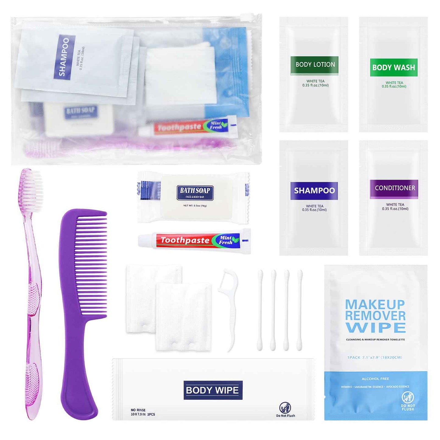 HQSLsund 20 Kits Travel Toiletry Kit Bulk, Personal Hygiene Kit, Disposable Hygiene Kit Homeless Care Supplies Charity Kit For Home, Hotel, Camping, Travel