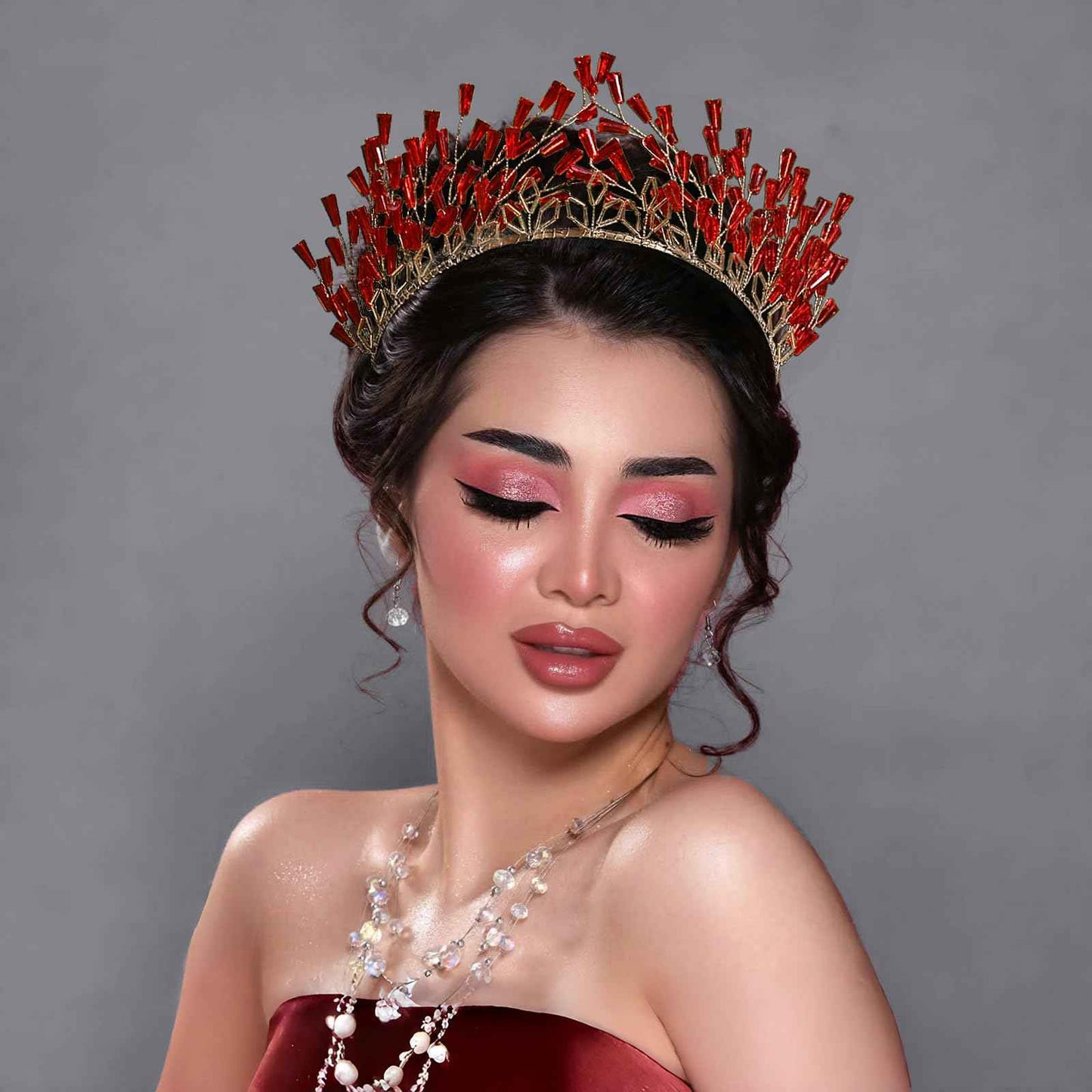 HNYYX Crystal Headband Birthday Party Hairband Bridal Wedding Hair Accessories