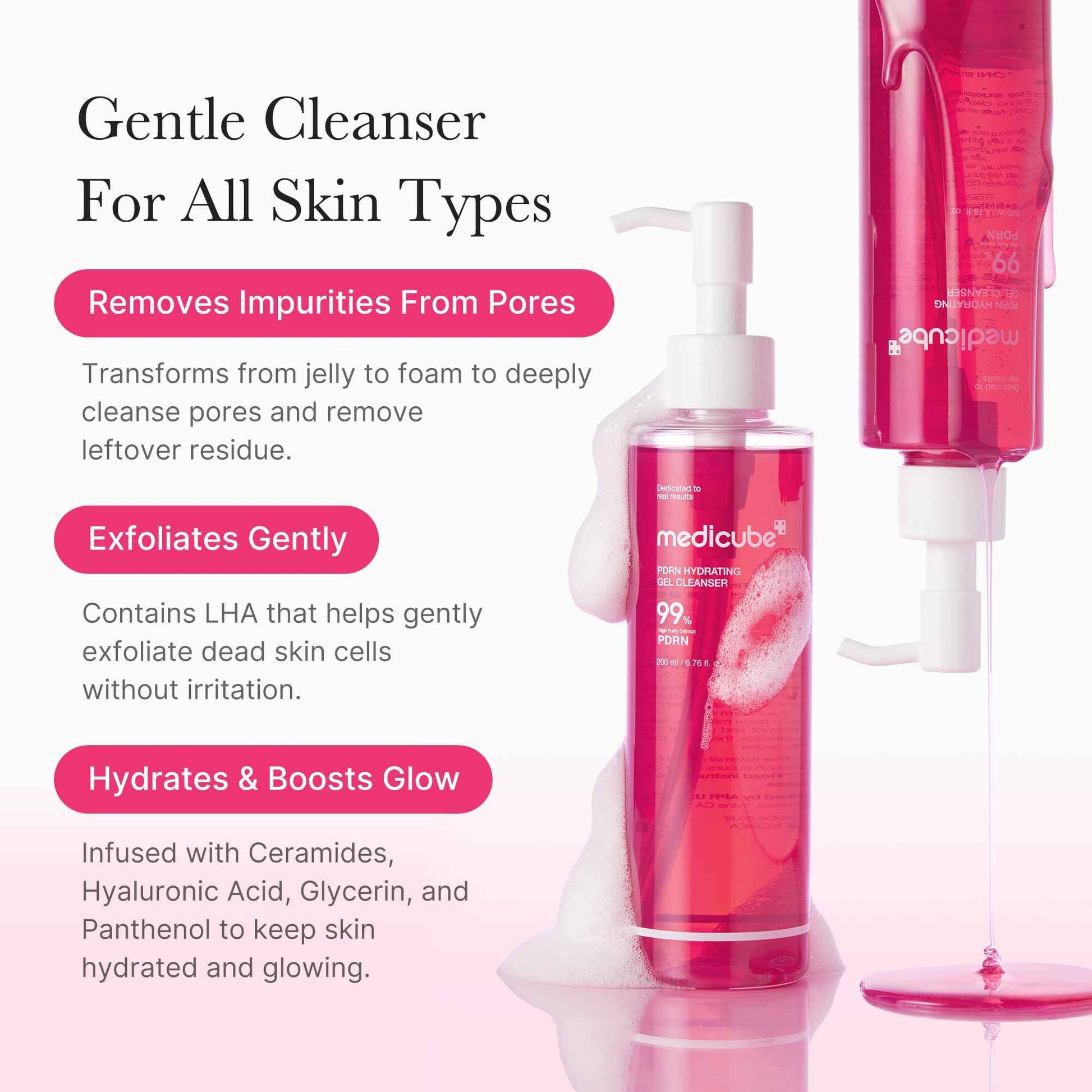 PDRN Cleanse & Hydrate Duo: Salmon DNA PDRN Pink Collagen Capsule Cream and PDRN Jelly to Foam Cleanser | Lightweight Gel to Foam Cleanser and Moisturizer For Uneven Skin Tone | Stocking Stuffers