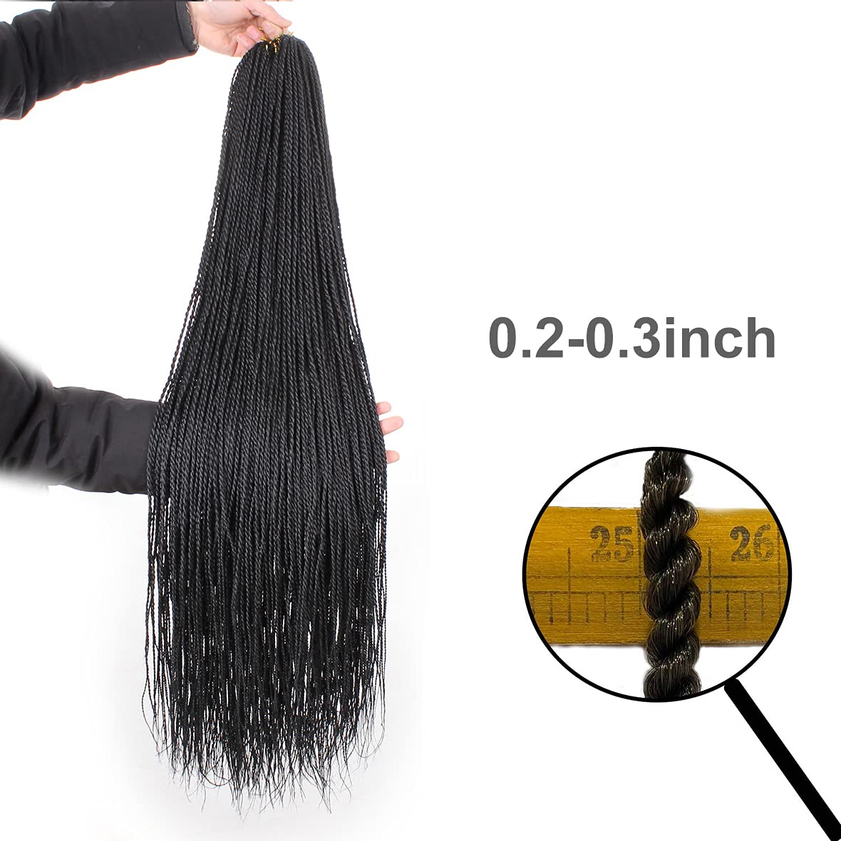 ZRQ 34 Inch 8 Packs Crochet Senegalese Twist Braids Hair Small Senegalese Twist Crochet Hair Micro Long Mambo Twist Crochet Braids For Black Women 40Strands/Pack(34"8packs,1b#)