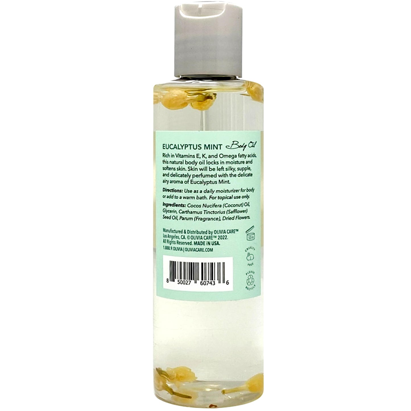 Olivia Care Body Oil Eucalyptus Mint Vegan & Natural | Hydrating & Moisturizing - Infused with VITAMIN E, K & Omega Fatty Acids - Reduce Dry Skin, Anti-Aging Properties (Eucalyptus Mint)