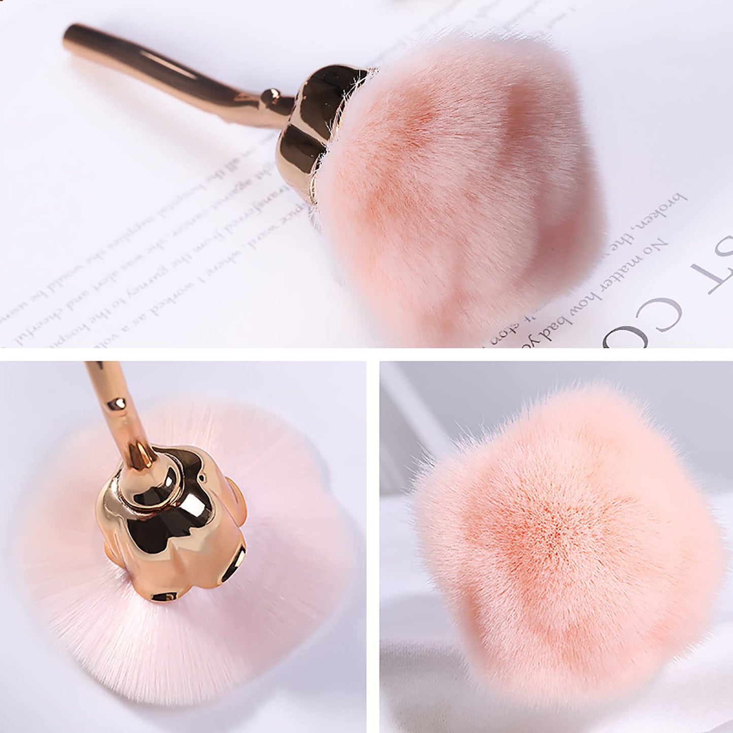 HYWWPFLAY 1Pc Dust Brush for Acrylic Nails Acrylic Nail Brush Cleaner Nail Brushes for Cleaning Dust Large Powder Brush Makeup Blush Brush Manicure Remover Brush Nail Art Tools (Gold-2)