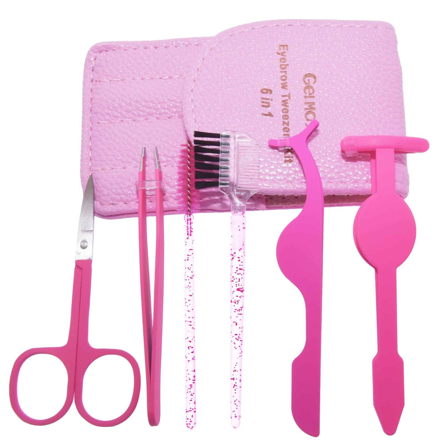 6Pcs Portable Eyelash Curlers Applicator Tool, Eyebrow Tweezer Scissor Comb Eye Brow Grooming Clippers Fake Lash Brush for Women