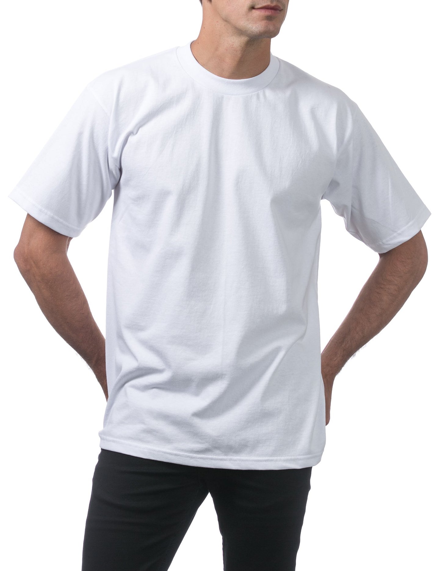 Pro Club Men's Heavyweight Cotton Short Sleeve Crew Neck T-ShirtWhite, Small