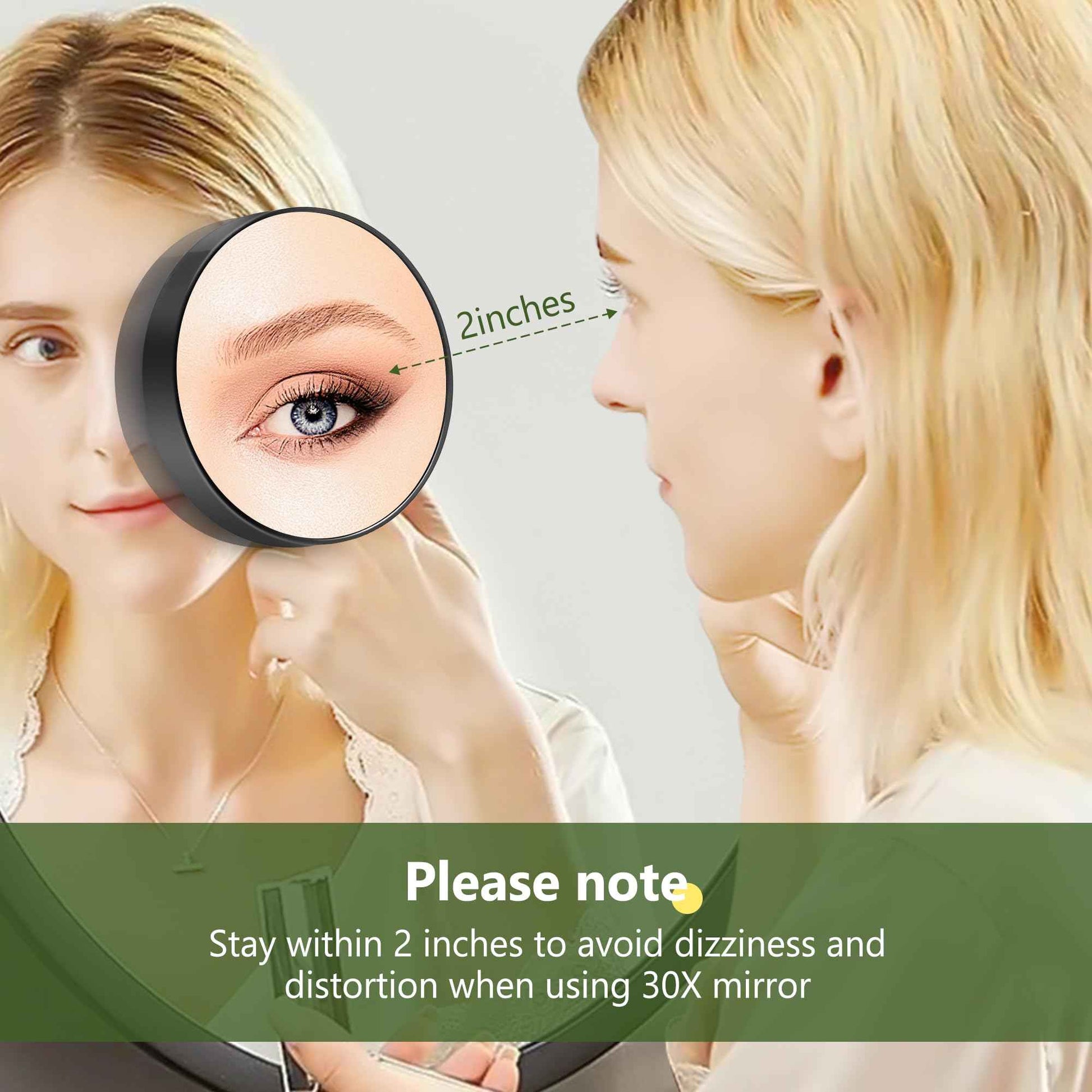 30X Magnifying Mirror, Magnifying Mirror Suction Cup, Travel Makeup Mirrors with Precise Tweezers, Compact Mirrors for The Removal of Female Facial Hair, 3.5 Inches (Black)