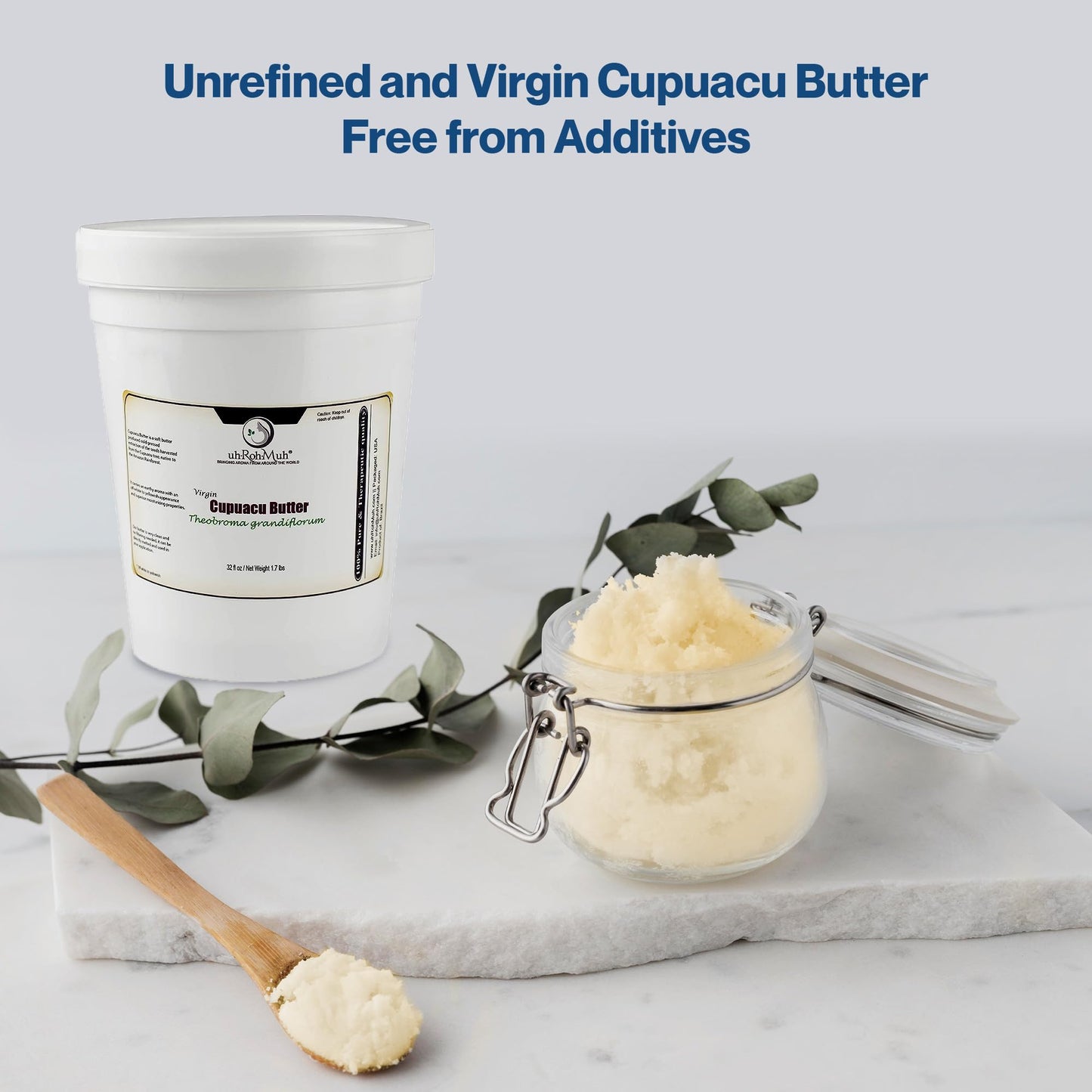 uh*Roh*Muh 100% Pure Virgin 32 fl oz Cupuacu Butter from Brazil - Unrefined, Ultra-Moisturizing & Nourishing for Skin and Hair - Ideal for DIY Skincare & Haircare(Net Wt: 0.8 kgs/1.75 lb)