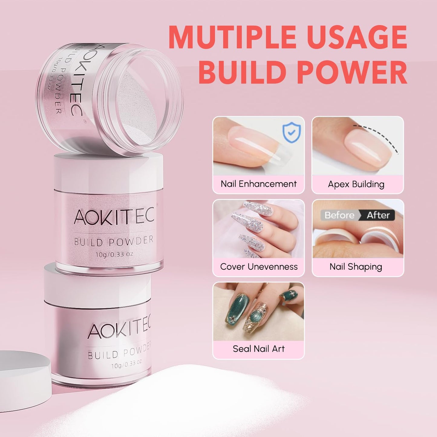 Aokitec 36PCS Dip Powder Nail Kit - 20+1 Colors Silver Black Pink Glitter Dipping Powder Essential Dip Liquid Set Base Activator Top Coat Brush Saver for French Nail Art All-in-One Starter Nail Kit