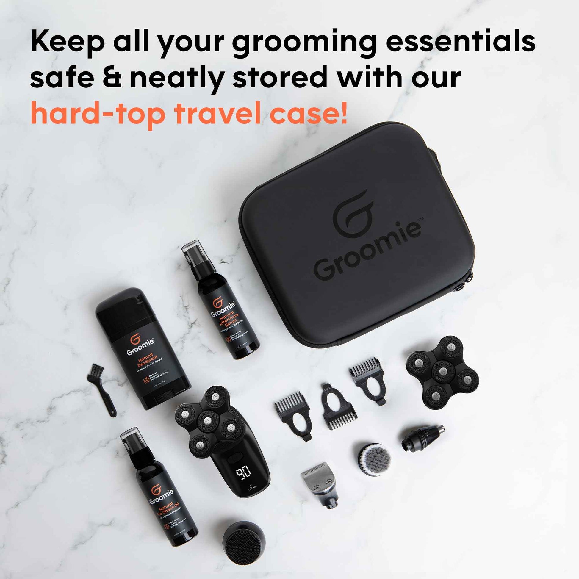 Groomie Travel Case for BaldiePro Electric Head Shaver for Men - Sleek Hard Case for Shaving Kit - Portable On-the-Go Accessory for Head Shaver & Grooming Accessories