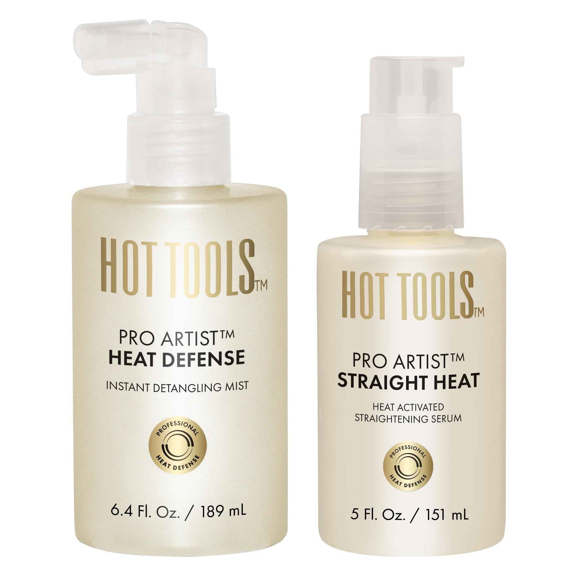 HOT TOOLS™ Pro Artist Heat Defense Instant Detangling Mist and Straight Heat, Heat Activated Straightening Serum | Protect and Straighten