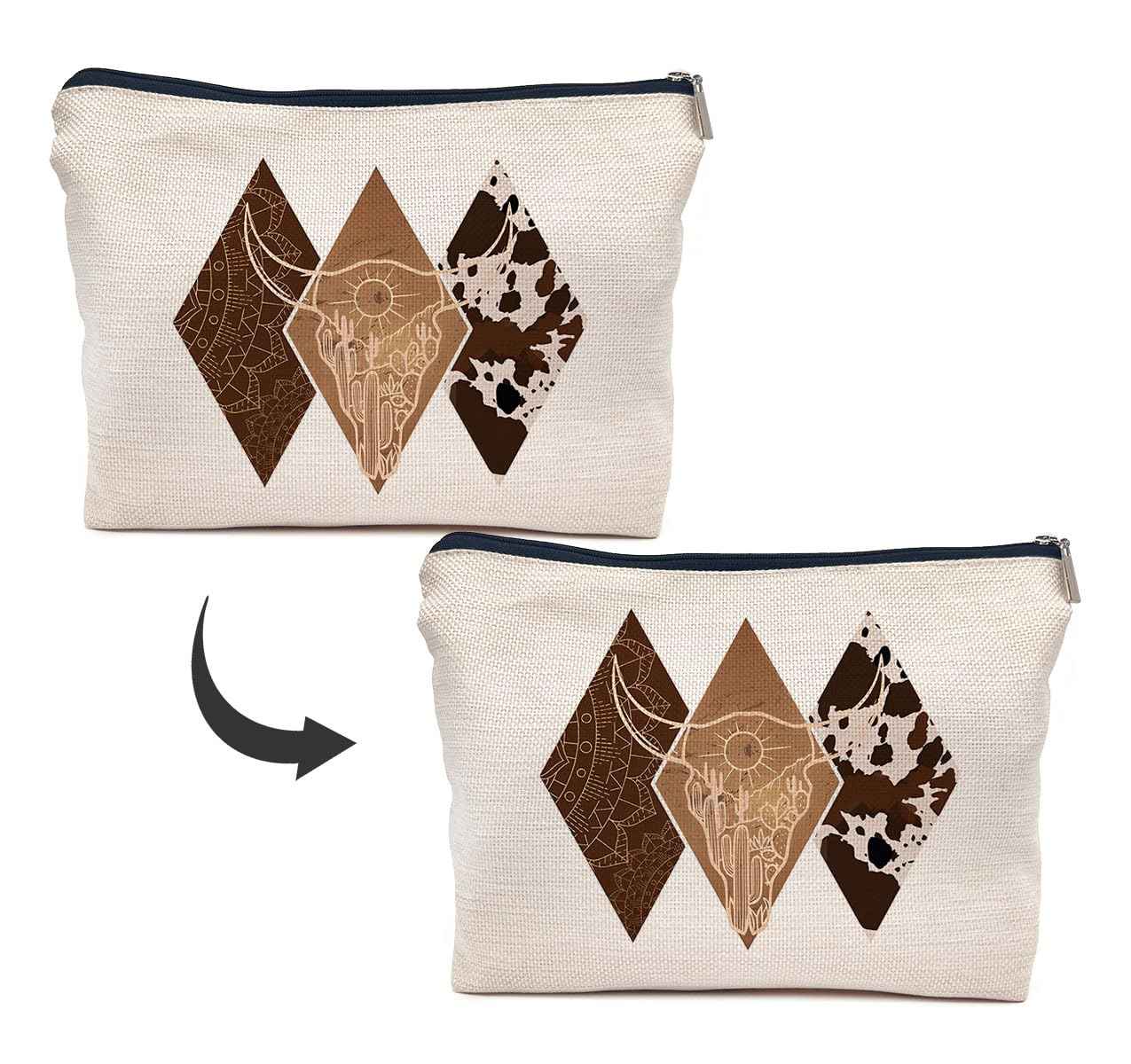 IWXYI Western Gifts Makeup Bag - Western Geometric Cosmetic Bags, Cowgirl Gifts, Western Gifts for Women, Western Stuff