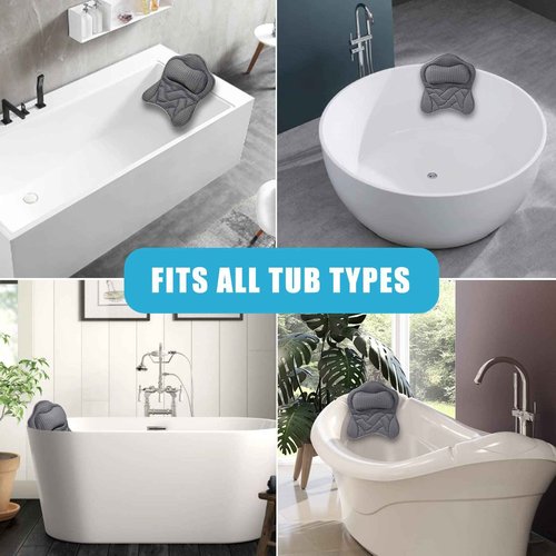 Fitheaven Bath Pillow, Tub Pillow for Bathtub with Strong Non-Slip Suction Cups and Comfortabl 3D AirMesh Bath Pillow for Women &Man