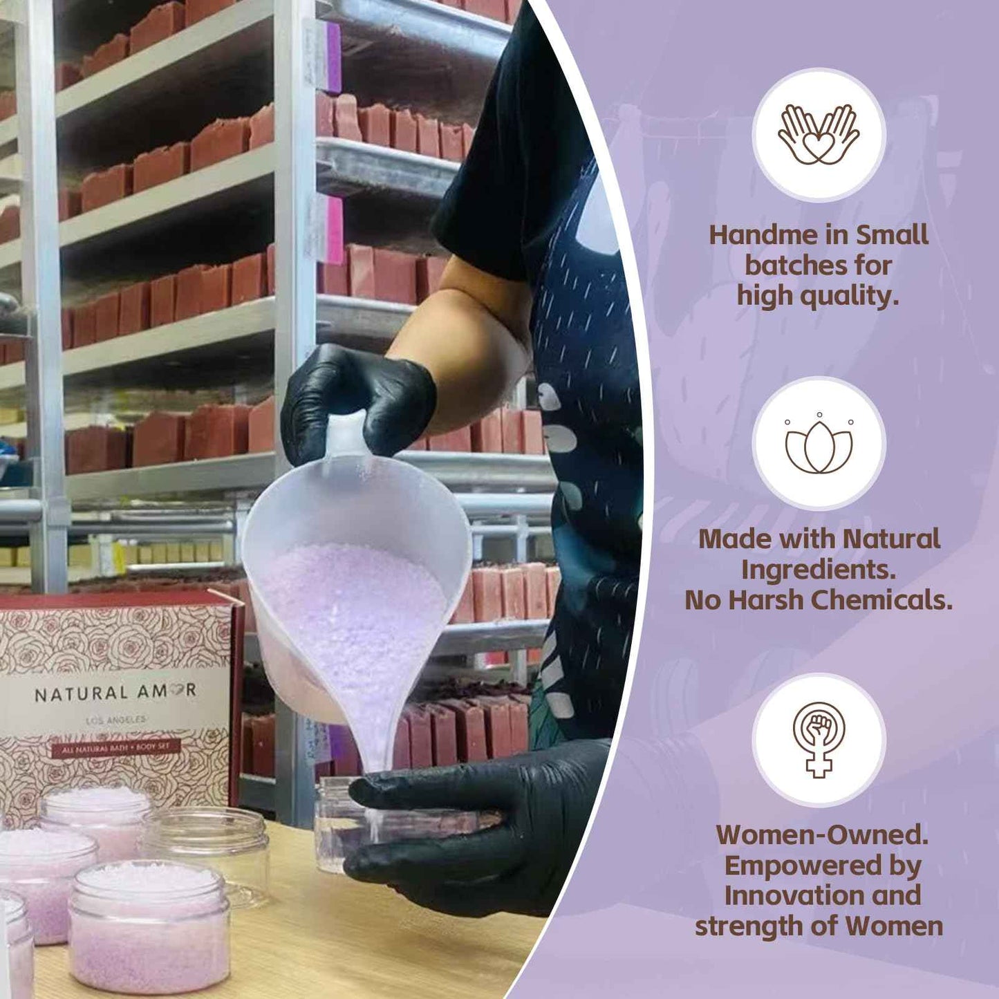 Handmade Bath Salt Gift Set 6 Pack, All Natural, Scented with Essential Oils, Gift for Women