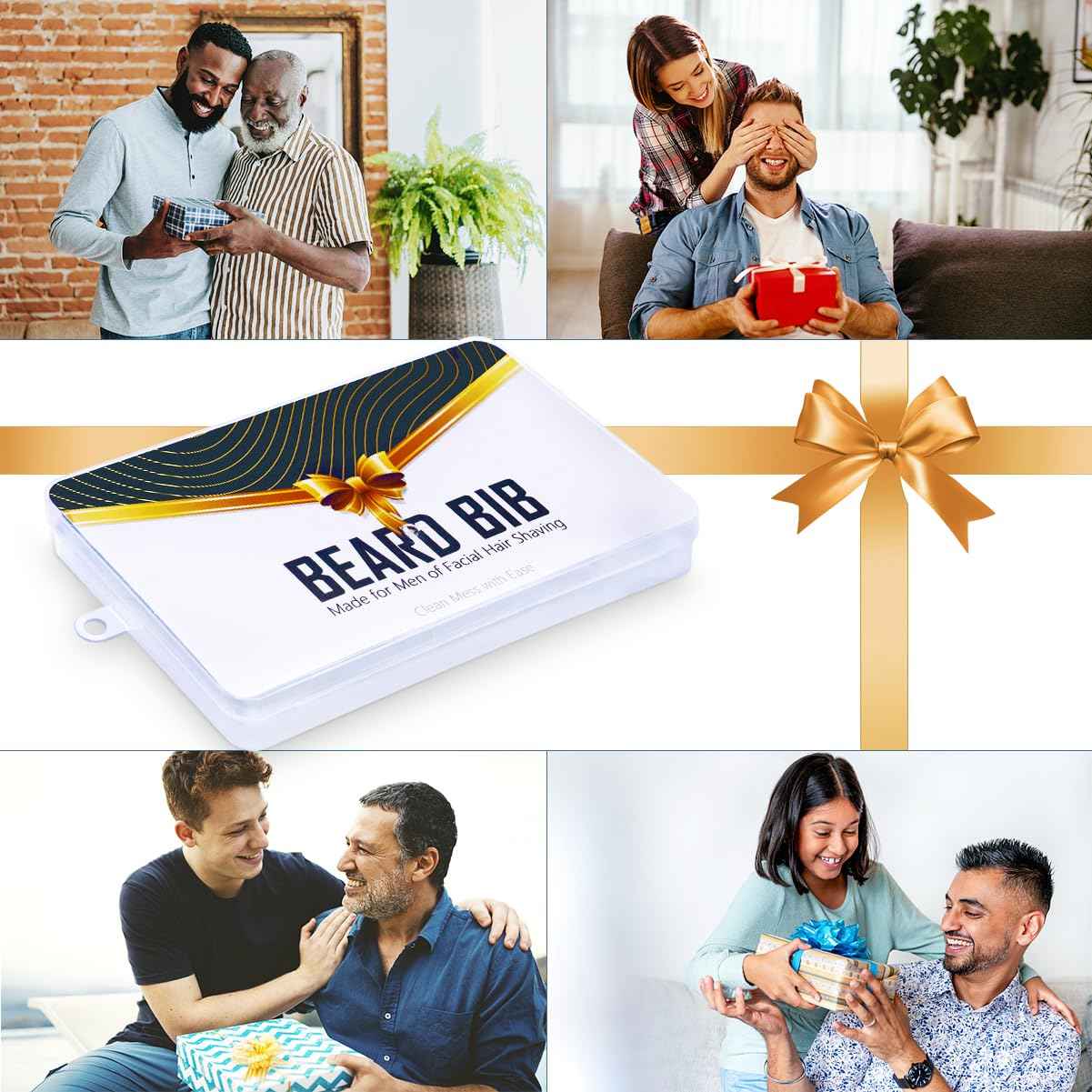 Fun Gift Beard Bib,Beard Apron,Beard Catcher for Men Shaving and Trimming,Non-Stick Beard Cape Grooming Cloth, with 3 Suction Cups, Valentines Day Gifts for Him Men（black） Christmas