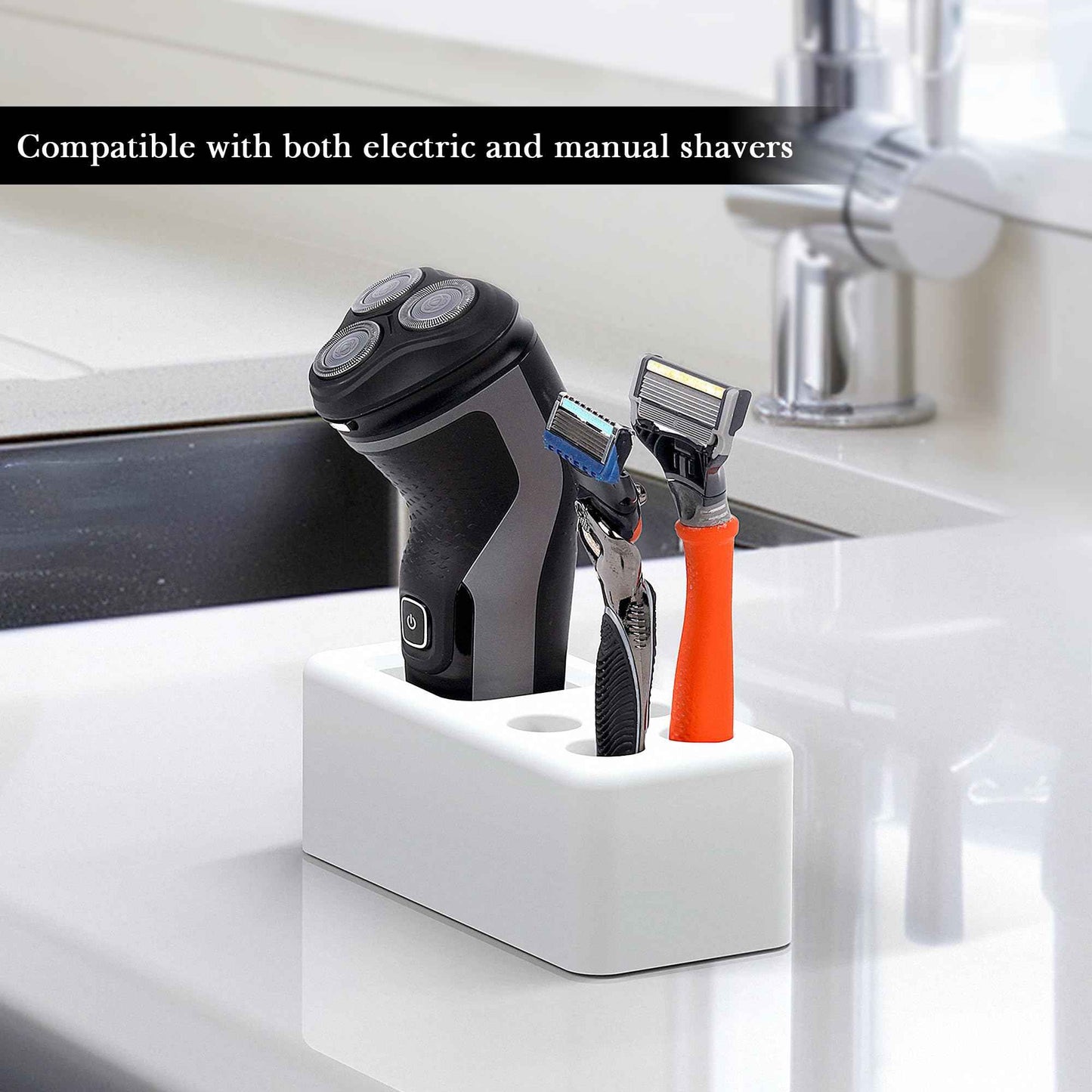 Linkidea Diatomaceous Earth Safety Razor Holder, Quick-Drying Stand Compatible with Vikings Blade Chieftain, Merkur 34C HD, 38C, Shaving Revolution (White)