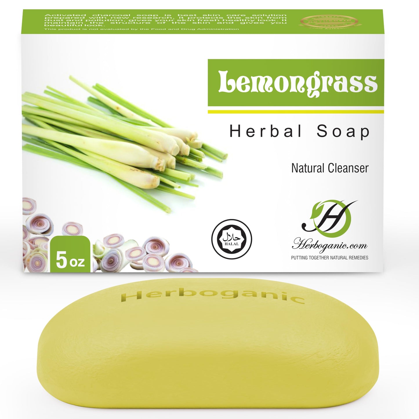 HERBOGANIC Lemongrass Herbal Soap | For Skin Moisturizing | Soft and Smooth Skin | Equally Effective for Men and Women | 5 Oz (Pack of 1)