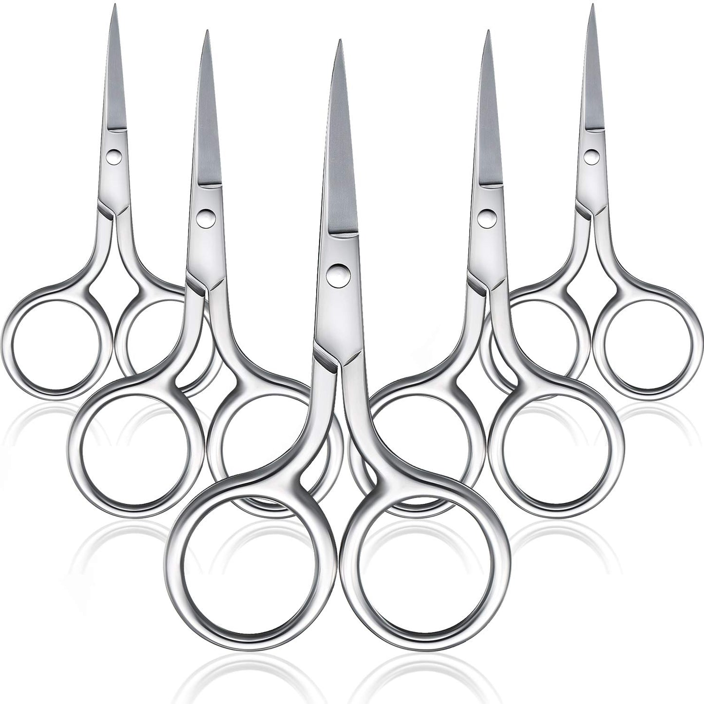 5 Pieces Small Straight Tip Nose Hair Scissor for Grooming, Stainless Steel Multi-Purpose Beauty Grooming Scissors for Facial Hair Removal and Hair Mustache Beard Eyebrows Ear Nose Trimming, Silver