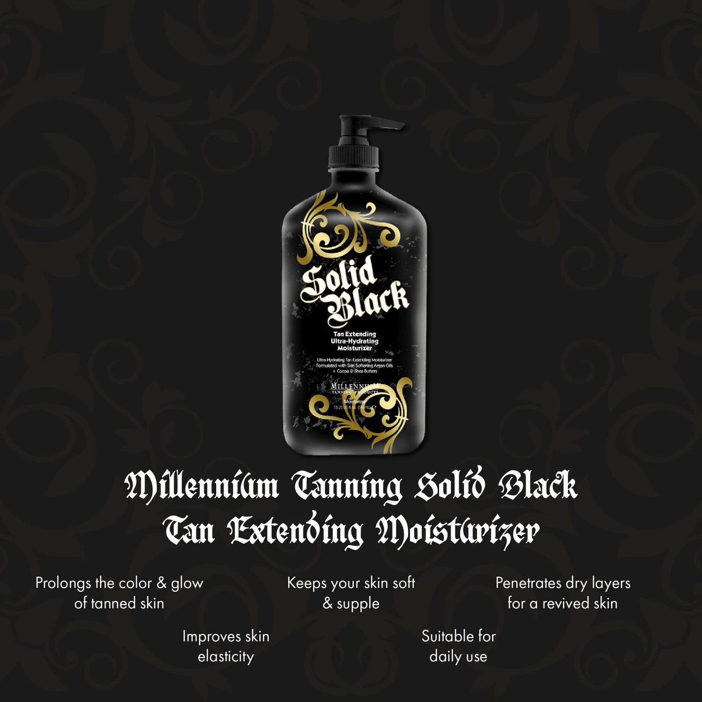 Millennium Tanning Solid Black Tan Extender Lotion - Hydrating After Sun Lotion, 18.25 Ounces