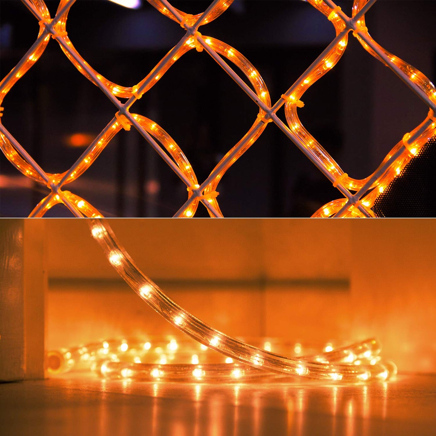 Brizled Orange Rope Lights, 18ft 216 LED Orange Lights, 120V Plugin Rope Lights Connectable, Indoor Outdoor Halloween Rope Lights Waterproof Orange Holiday Lights for Halloween Tree Patio Xmas Camping