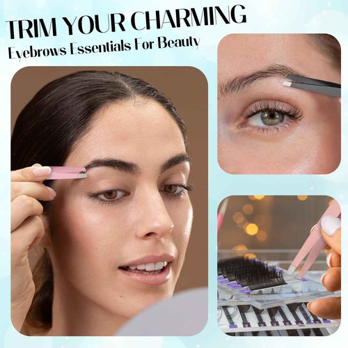 60Pcs Slanted Eyebrow Tweezers for Women Men, Stainless Steel Tweezers Bulk Professional High Precise Tweezer for Ingrown Hair Removal Plucking Blackheadl(Multicolor)