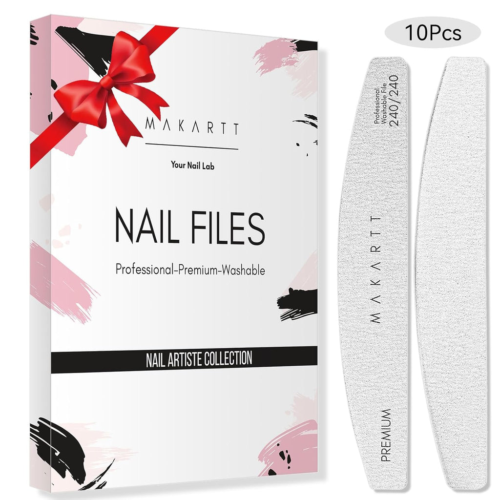 Makartt Nail File: 100/180 Grit Emery Boards for Nails, 10 Pcs Zebra Doubled Sides Coarse Fingernail Filer for Acrylic and Extension Gel Removal Manicure Kit Salon Home Use