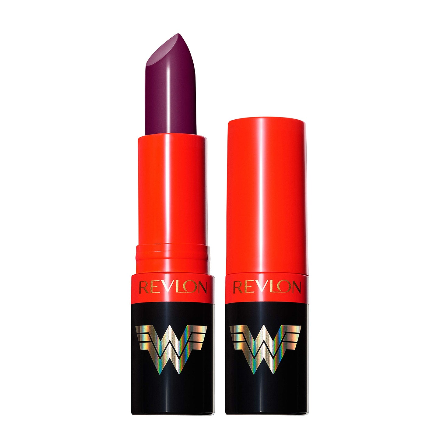 Revlon x WW84 Wonder Woman Super Lustrous Lipstick with Vitamin E and Avocado Oil, Cream Lipstick in Deep Purple, 006 Truth Seeker, 0.15 oz