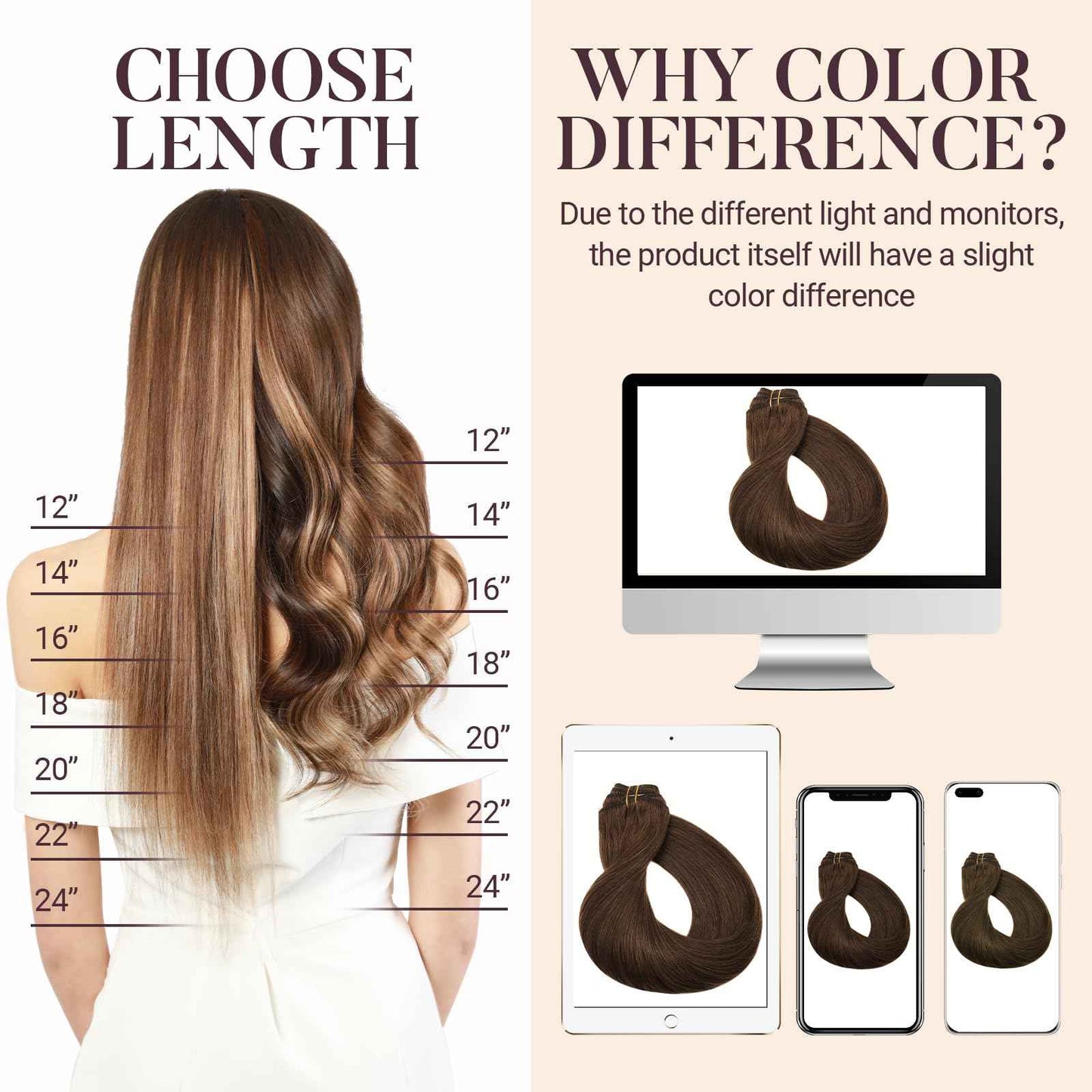 MAXITA Human Hair Clip in Extensions, Chocolate Brown 16 Inch 5pcs 75g, Remy Clip in Hair Extensions Real Human Hair Extensions Natural Straight Hair Extensions for Woman