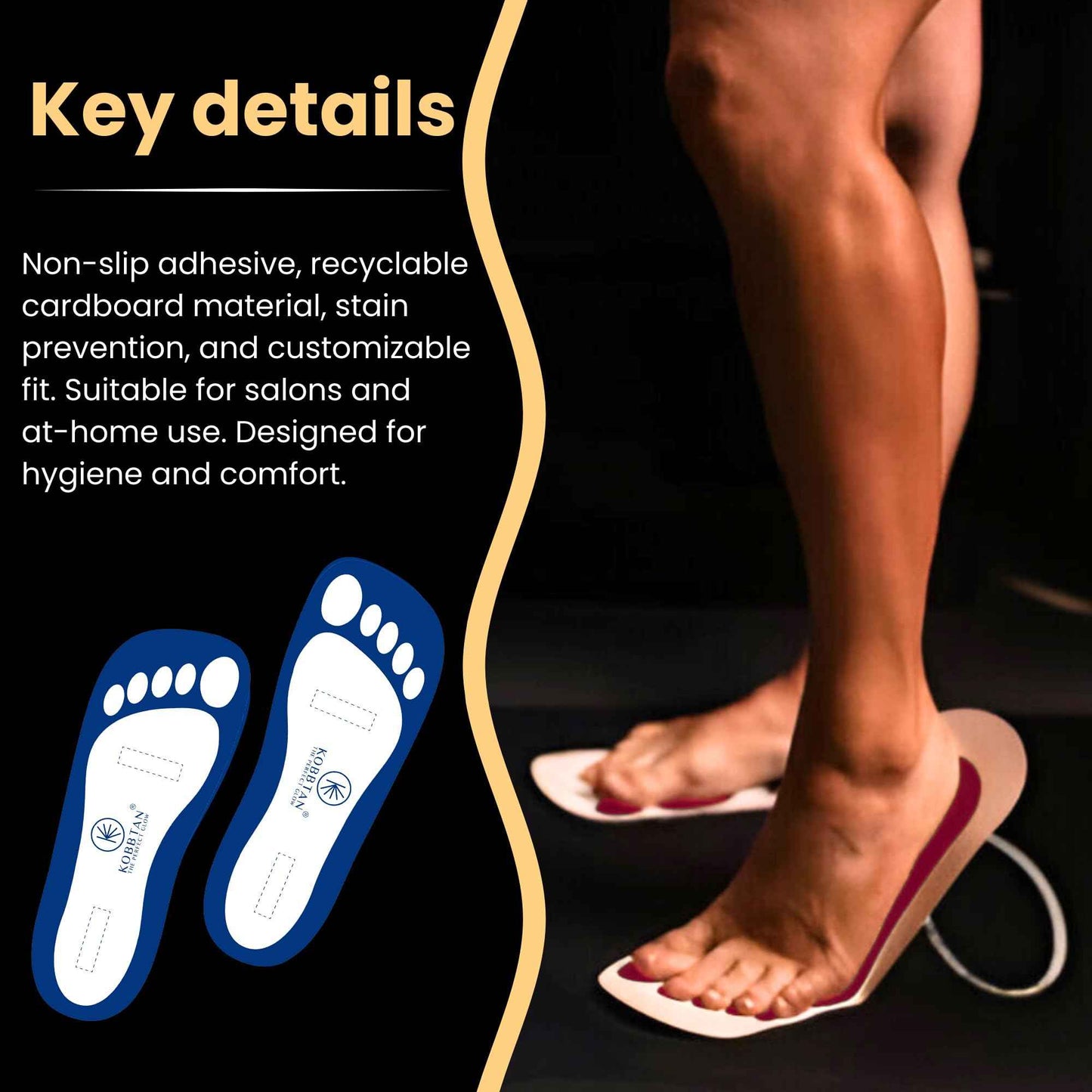 KobbTan 120Pairs Spray Tan Feet Pads Disposable & Economic for Spray tanning,Use in Tanning booth,Sunless Tanning at Home or Beauty Salon-Non Slip-Comfortable-Hygienic-Ultra Bronzing ((Blue))