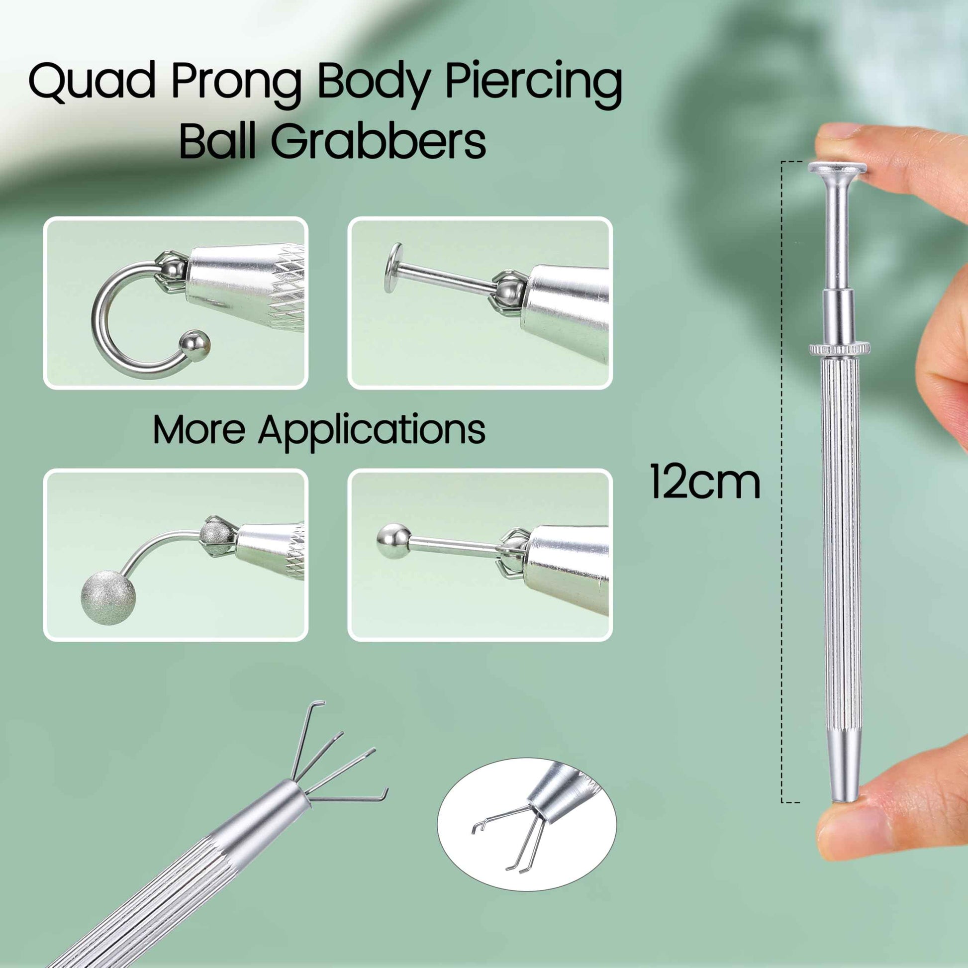 GEMQUEEN Piercing Taper Pliers Ball Grabber Tool for Changing Jewelry - Curved and Straight Forceps Stainless Steel Flat Back Earrings Insertion Tool Threadless Body Piercing Kit for Ear Nose Lip 8pcs