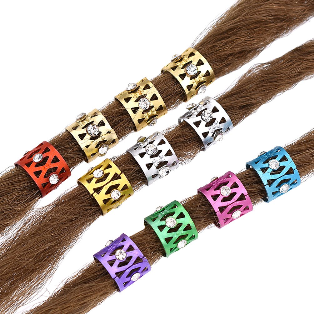 Lychee Women Dreadlocks Beads Rhinestone Hair Ring Decoration Braiding Hair Braid Cuff Clip