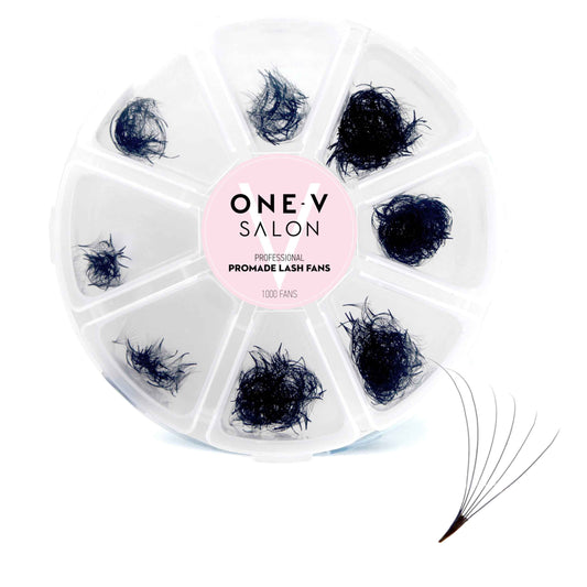 One V Salon Pro 6D Promade Loose Fans, 1000 Premade Volume Lash Fans |C Curl, 0.07 mm | 8–15 mm Mixed Lengths | Thin Base, Hand-Crafted(6D-0.07-C-Curl)