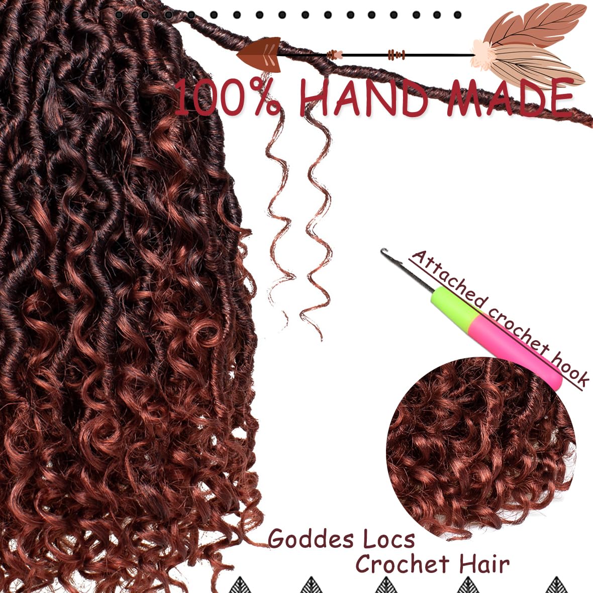 Beverlee 14 Inch, 8 Pcak Boho Faux Locs Boho Goddess Locs Pre Looped Soft Hippie Locs Synthetic Bohemian Curly Crochet Locs Hair for Black Women T27#