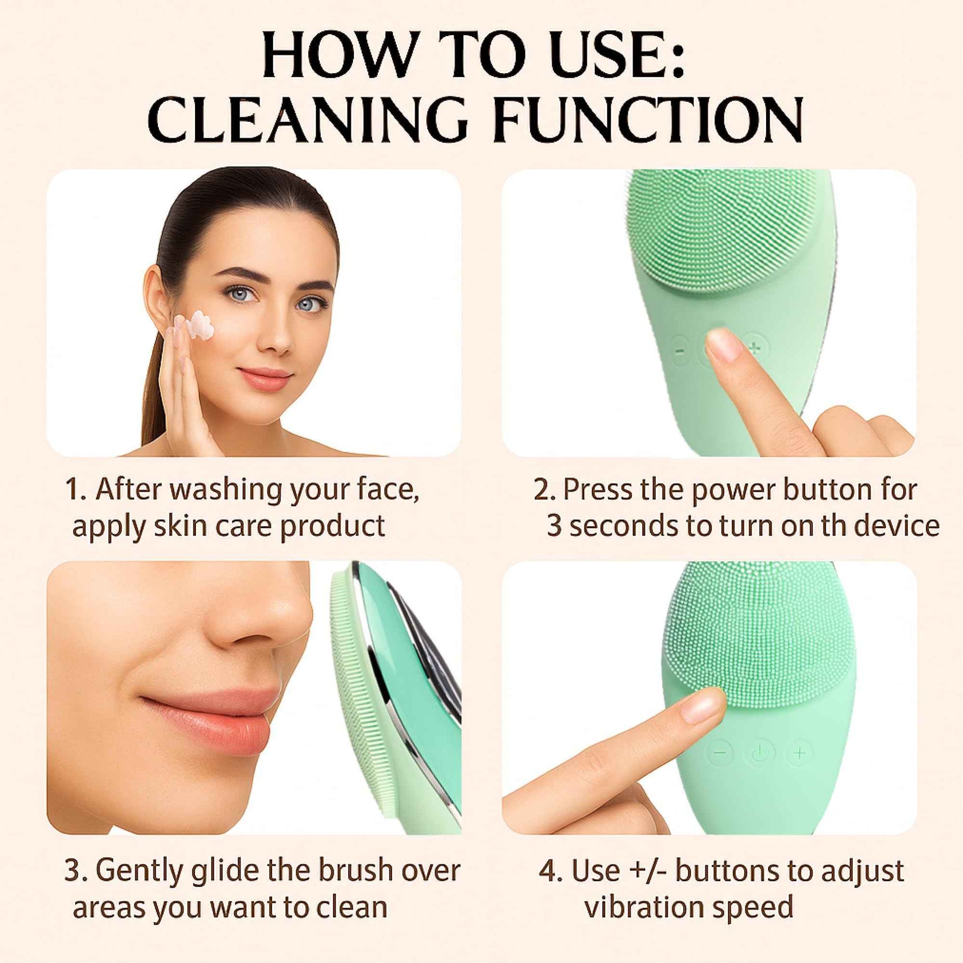 Rechargeable Silicone Facial Cleansing Brush & Face Scrubber, Water-Resistant Electric Face Exfoliator with LED Light, 6 Vibration Modes, Deep Cleansing Brush for All Skin Types, Men & Women