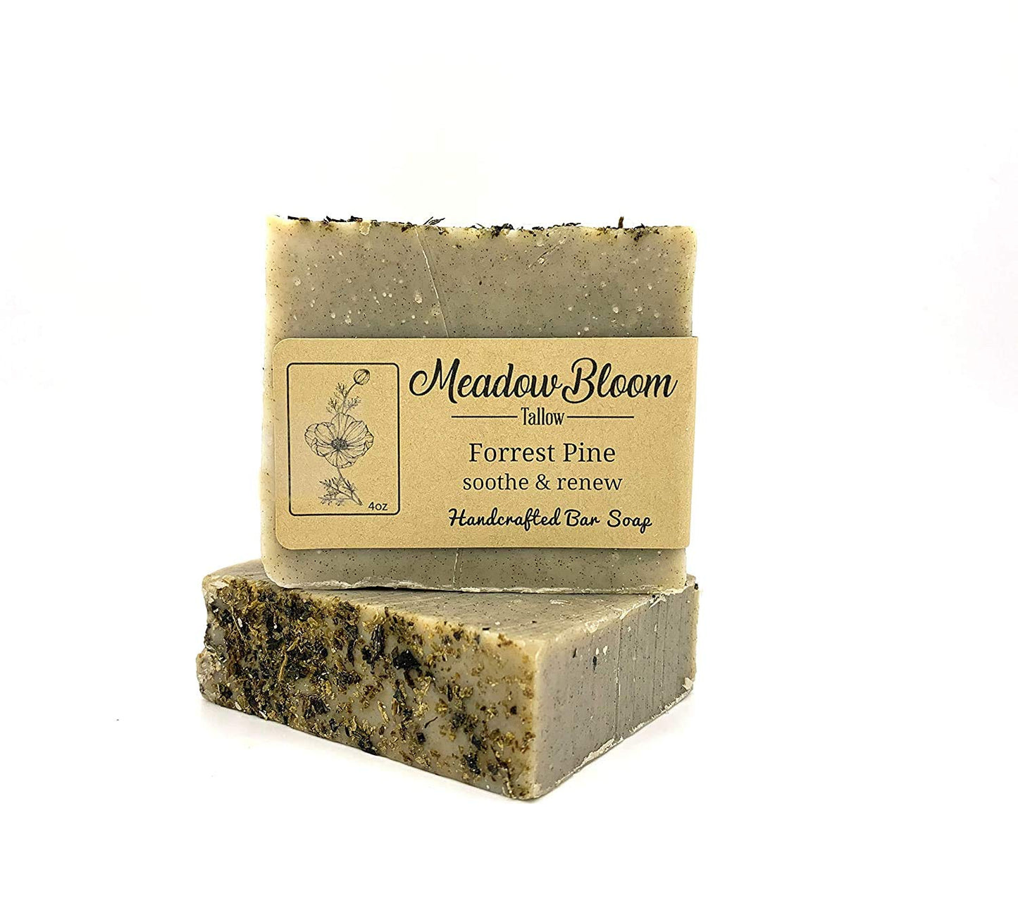 HUNTER CATTLE CO. EST'D 2004 HC Meadow Bloom Tallow Bar Soap - Forrest Pine Single Pack - Made with All Natural 100% Grass Fed Tallow Handmade Soap Bar - Great for Face or Body Soap