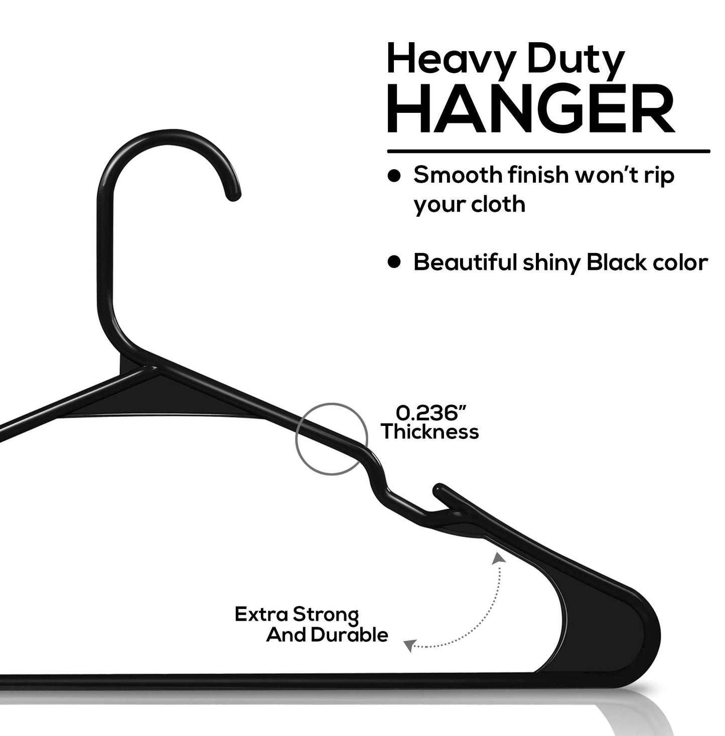 Utopia Home Clothes Hangers 200 Pack - Plastic Hangers Space Saving - Durable Coat Hanger with Shoulder Grooves (Black)