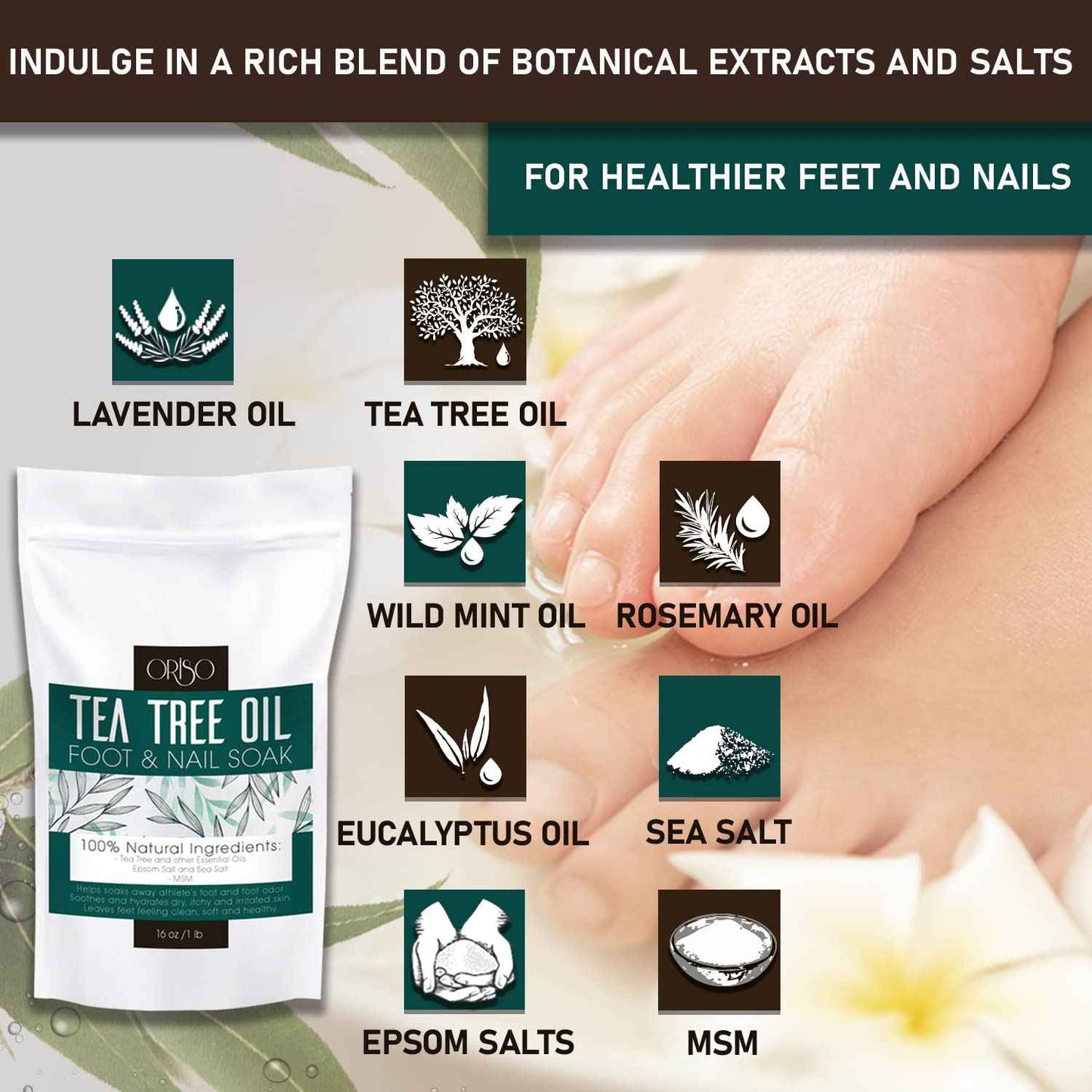 Tea Tree Oil Body Wash and Tea Tree Oil Foot Soak - Athletes Foot Treatment for Cracked and Dry Feet - Stubborn Foot Odor - Softens Calluses - Better Toe Nail Health