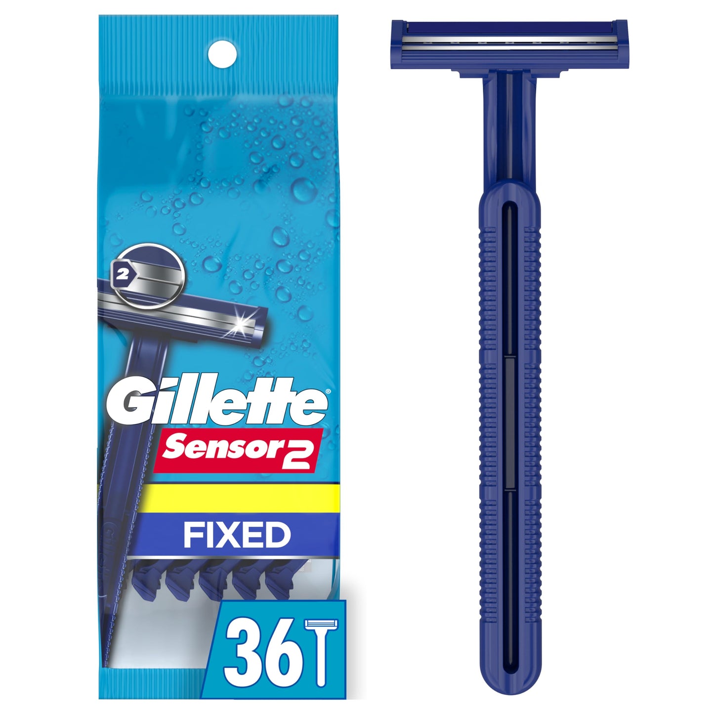 Gillette Sensor2 Men's Disposable Razor, 12 Count (Pack of 3), Blue