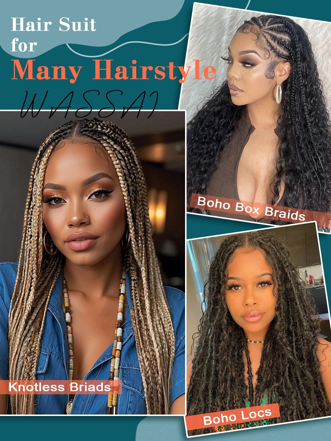 Deep Wave Bulk Hair for Braiding 200g Curly Hair for Bohemian Knotless Braids 2 Boundle Boho Braids Curls 20 Inch Boho Hair for Micro Braiding No Weft, Naturl Black