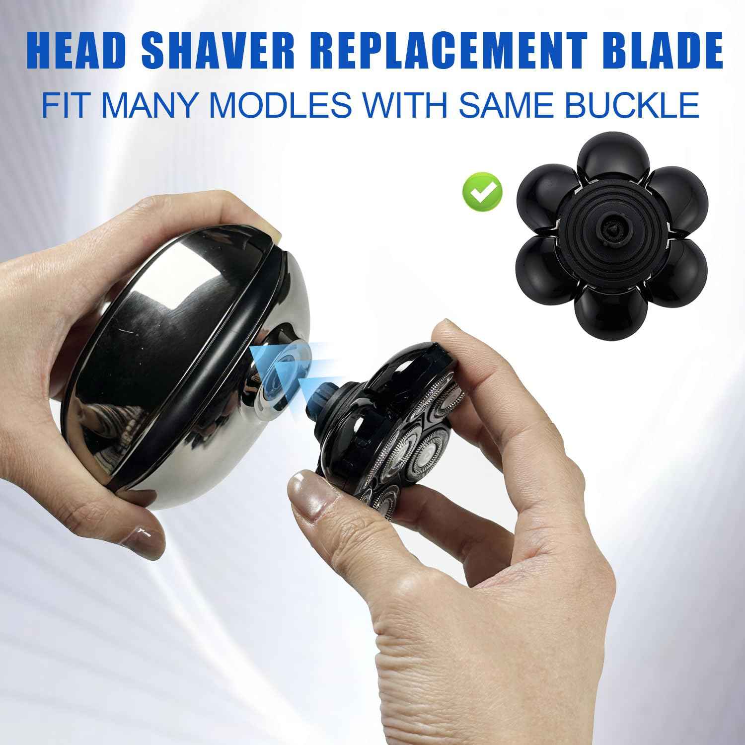 7 Head Shaver Replacement Razor Heads for Many Brands Bald Men's Electric Foil Shaver Replacement,Universal Shaver Replacement Blades for Electric Razor for Men Bald and Face (Black 7 Head/3PCS)