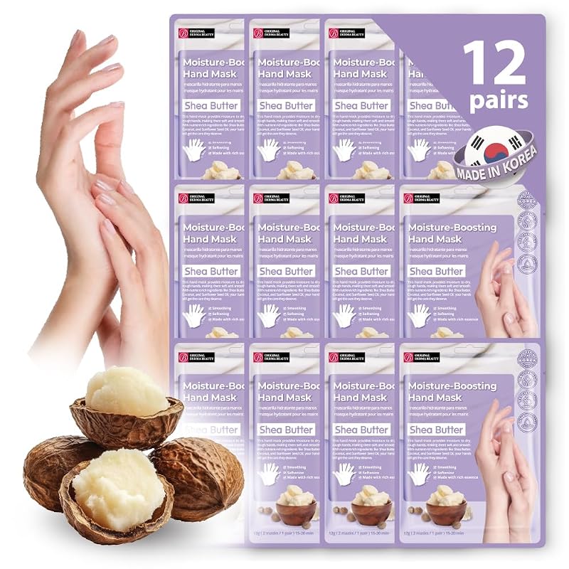Shea Butter Moisturizing Hand Mask Gloves for Dry Hands - 12 Pairs
