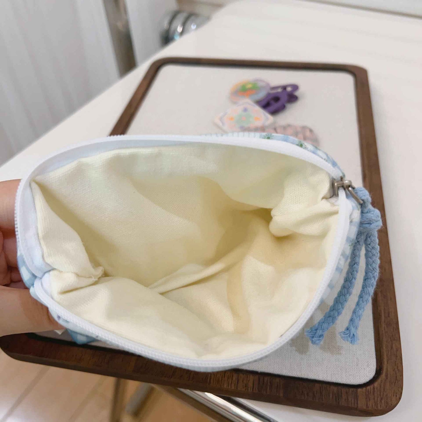 MSGHER Floral Quilted Cotton Shoulder Bag Set 3-in-1 Handbag with Matching Mini Pouch Cosmetic Bag Large Capacity Tote A053 (Striped floral)