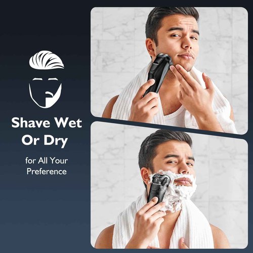 Electric Razor for Men Face, ORVINA Electric Shavers for Men, Portable Rechargeable Waterproof Rotary Shaver with Pop-up Trimmer, LED Display and Travel Lock for Beard Trimming (Silver)