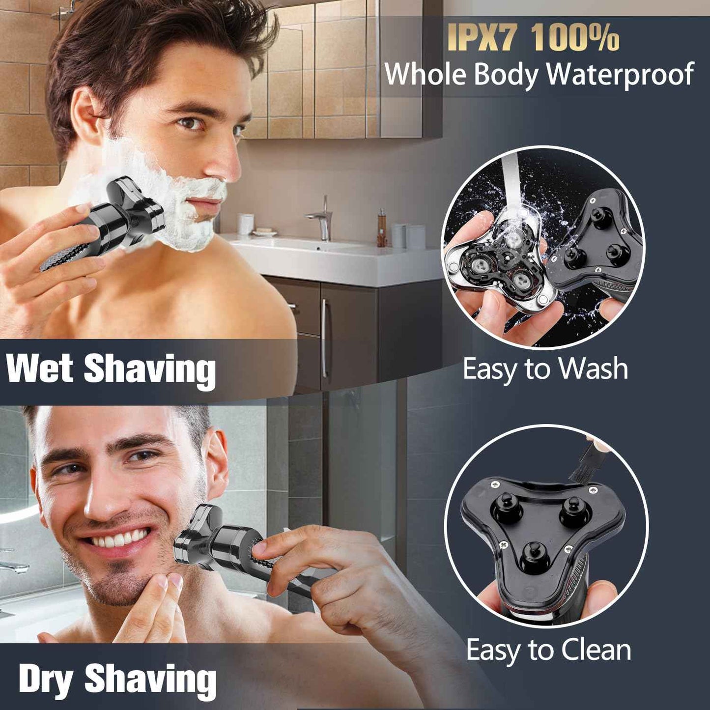 Electric Razor for Men,Upgrade Men’s Electric Shavers Rotary LED Display/Waterproof/Rechargeable, Shaver for Men Cordless Floating Head Replaceable Blades