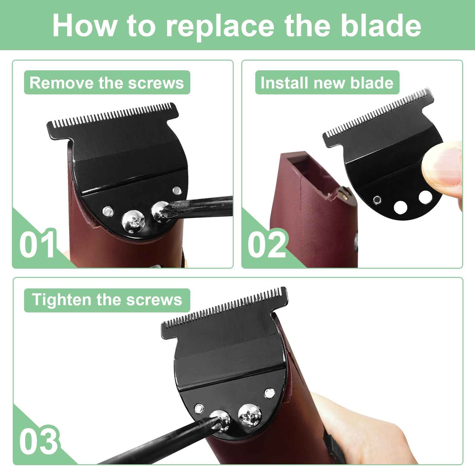 T-Blade Replacement,Trimmer Blade Compatible with oster Finisher Trimmer Model 59 and T-Finisher Trimmer Blades,Wide (Black)
