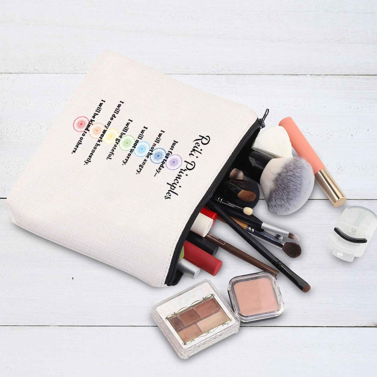 G2TUP Reiki Master Yoga Teacher Makeup Bag Just for Today Inspirational Spiritual Gifts Reiki Chakra Healing Zipper (Just for Today)