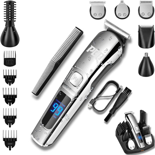 Trimmer for Men Features Waterproof Electric Razor for Your Needs Including Nose, Body, Face and Mustache, Cordless Hair Clippers Shavers for Men Grooming Kit, Silver Color