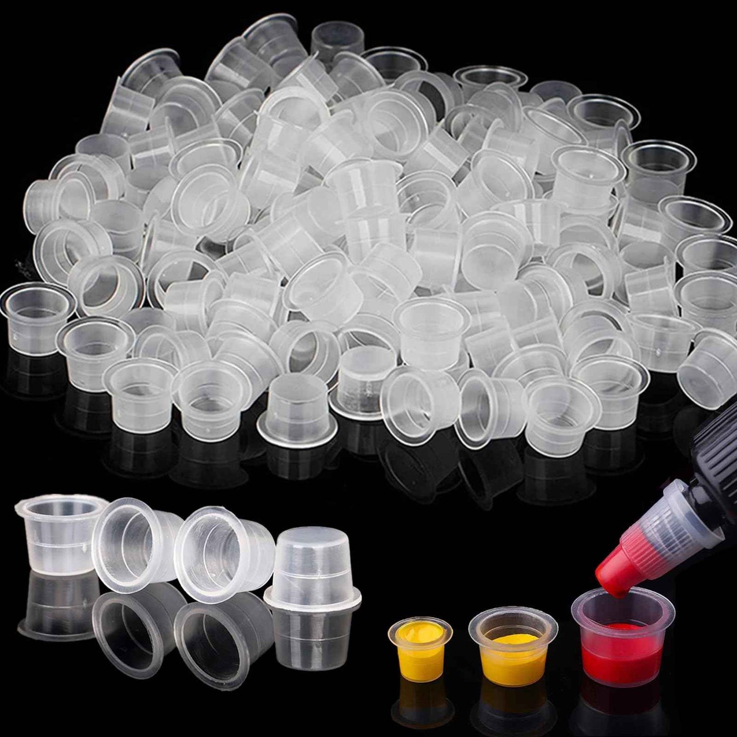 Yuelong 1000pcs Tattoo Ink Caps - Disposable Pigment Caps Cups Plastic Microblading Permanent Makeup Ink Cups Holder Container - Medium, White