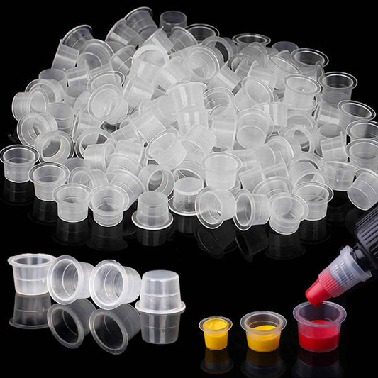 Yuelong 1000pcs Tattoo Ink Caps - Disposable Pigment Caps Cups Plastic Microblading Permanent Makeup Ink Cups Holder Container - Medium, White