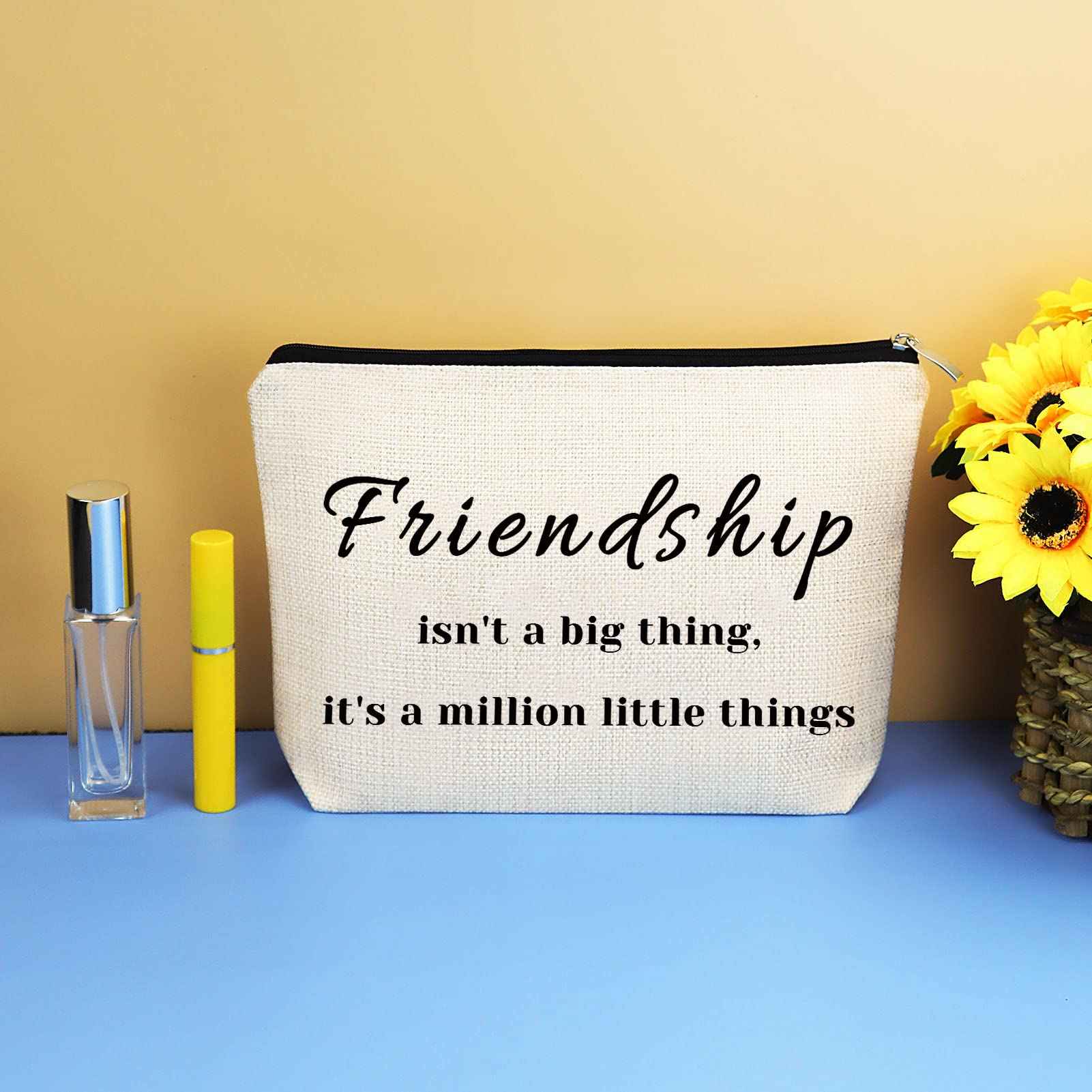 Friendship Gifts for Women Girls Best Friend Gift Makeup Bag Soul Sister Gift Cosmetic Bag Graduation Wedding Birthday Gift for Her Friend BFF Female Bestie Cosmetic Pouch Case Travel Toiletry Bag