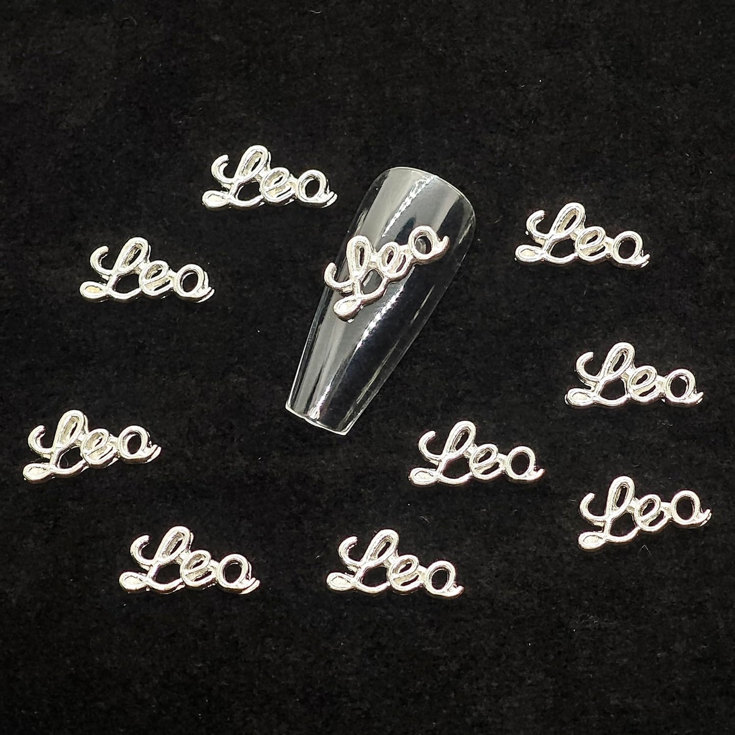 MOLILON 15pcs 3d Silver Leo Nail Charms 5pcs Zodiac Signs and 10pcs Zodiac Letter Nail Studs Rhinestones Crystal Alloy Twelve Constellation Charms for DIY Crafts Jewelry Decoration Nail Supplies