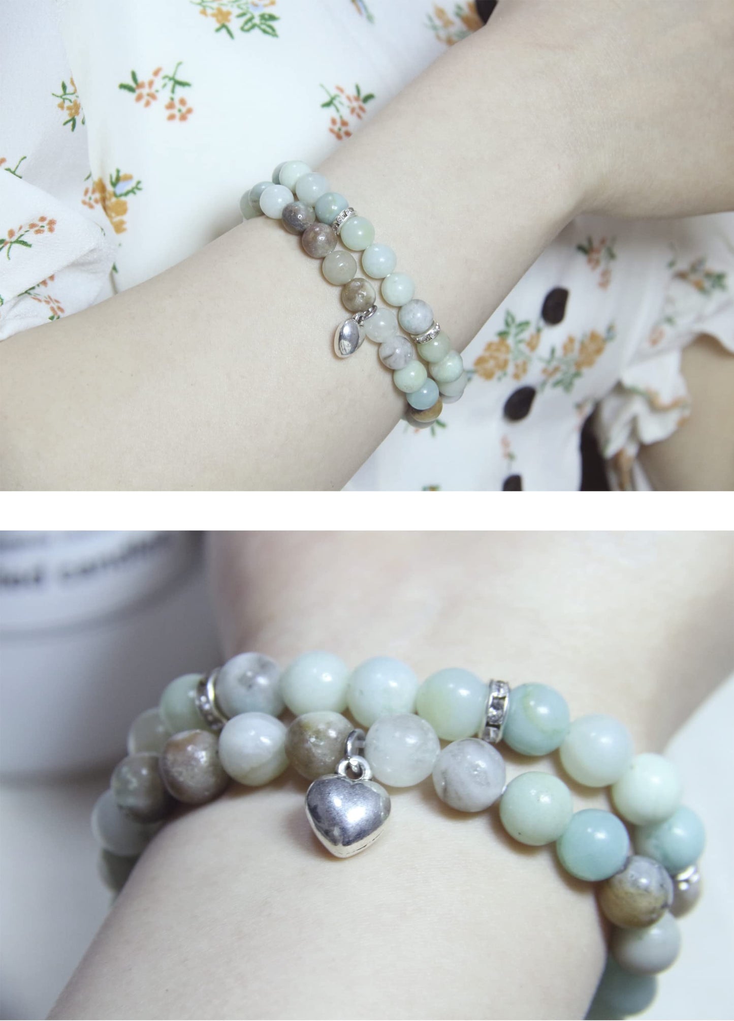 Healing Bracelets for Women - Amazonite Bracelet - Healing Prayers Crystal Bracelet, 8mm Natural Stone Anti Anxiety Stress Relief Yoga Beads Get Well Soon Gifts